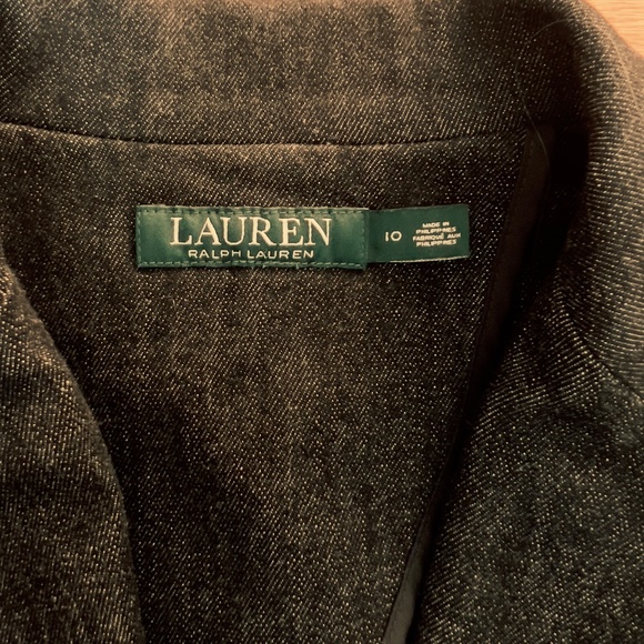 Lauren Ralph Lauren women's denim blazer size 10 black jean jacket classic slim - Picture 5 of 8